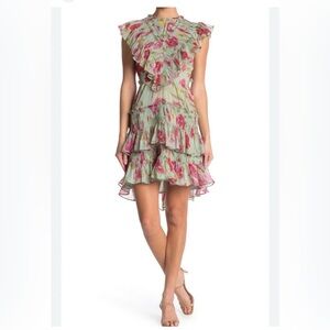 Walter Baker Dayna Green Pink Garden Floral Dress Sz 8